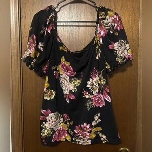 Floral Black Women's Top